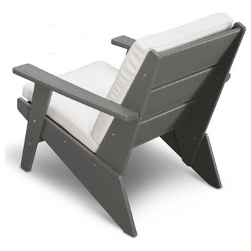 POLYWOOD Riviera Modern Lounge Chair, Teak/Dune Burlap
