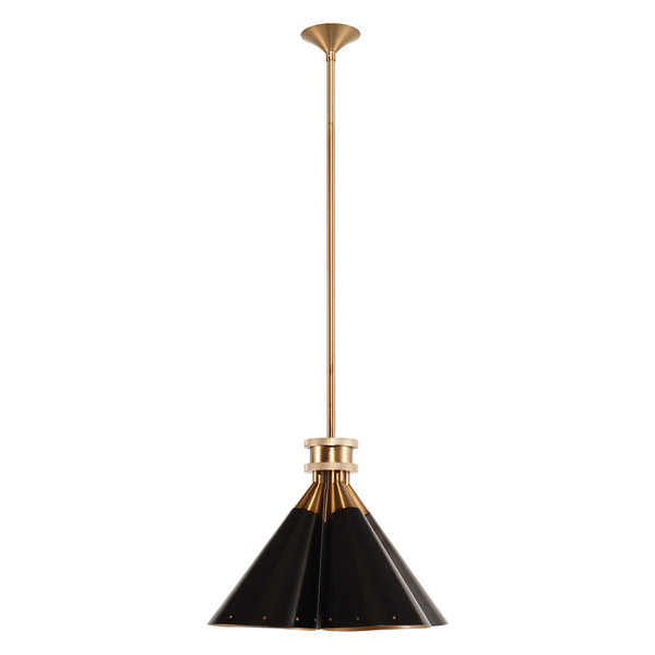 Prizia Pendant Light in Brushed Gold and Black Steel
