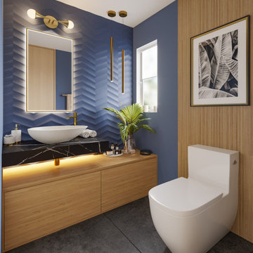 Modern Blue Powder room