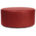 Amanda Erin - 36" Universal Round Ottoman With Slipcover, Avanti Apple - Avanti 36" Rounds are the perfect blend of downtown style and uptown sophistication. This luxurious faux leather fabric will entice your fashion senses with its supple leather look and feel. The simple design of the Avanti 36" Rounds makes them great to use as side tables, ottomans, alternate seating and more.