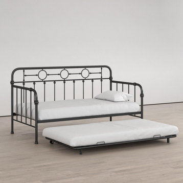 Little Seeds Willow Kids Black Metal Daybed With Trundle