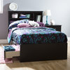 South Shore Twin Mates Bed, 39" With 3 Drawers, Pure Black
