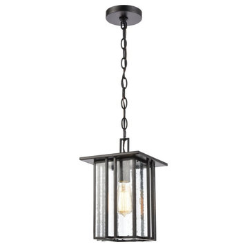 Caged Rectangular One Light Outdoor Hanging Lantern Vertical Lines - Mission