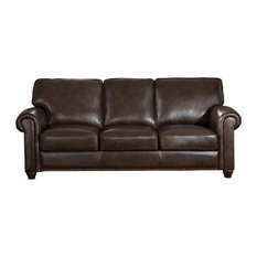 Barbara Leather Craft Sofa, Dark Brown