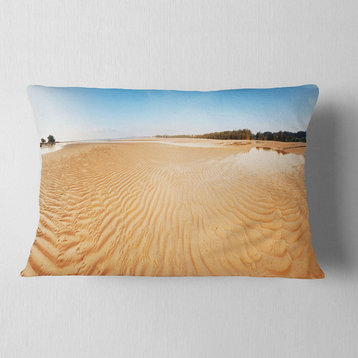 Exotic Tropical Beach Panorama Modern Seascape Throw Pillow, 12"x20"