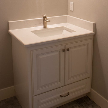 White Shaker Kitchen with Natural Wood Shaker Laundry