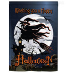 Breeze Decor - Halloween Happy Witching You 2-Sided Vertical Impression House Flag - Size: 28 Inches By 40 Inches - With A 4"Pole Sleeve. All Weather Resistant Pro Guard Polyester Soft to the Touch Material. Designed to Hang Vertically. Double Sided - Reads Correctly on Both Sides. Original Artwork Licensed by Breeze Decor. Eco Friendly Procedures. Proudly Produced in the United States of America. Pole Not Included.