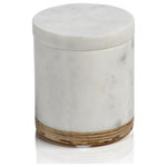 Zodax - Verdi Marble and Balsa Wood Jar with Removable Lid - Our marble lidded container is the perfect accent to any bath countertop.  Pure and simple, this container is the perfect size to house all your tiny bath essentials.  *Polished marble *Balsa wood base *Weighty and elegant *Keeps counter tops clean and tidy with its minimalist design *Wipe with damp cloth