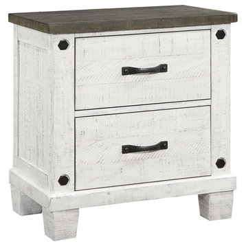 Pemberly Row 2-drawer Wood Nightstand Distressed Gray and White