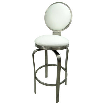 529 Stainless Steel Counter 26" 30" Bar Stool, White, 30"