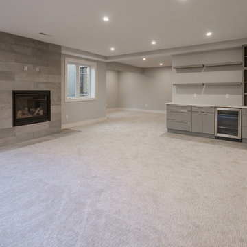 Lower Level Beverage Center & Fireplace