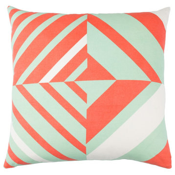 Lina by Surya Pillow Cover, Mint/Bright Orange/White, 20' x 20'