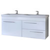 DP Wall Bath Vanity Cabinet Set 47.2" Double Sink, White Gloss Lacquer Finish