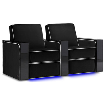 Valencia Naples Elegance Premium Velour Home Theater Seating, Raven, Row of 2