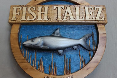 Carved Wood Signs, Fish Signs, Fish Carving, Fisherman Decor