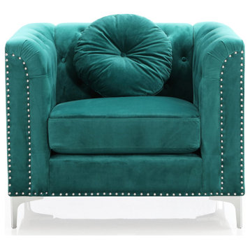 Pompano Green Tufted Velvet Accent Chair