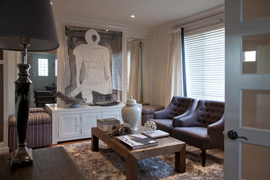 Inspiration for a mid-sized contemporary enclosed living room remodel in Montreal with beige walls