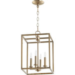 Quorum - Quorum 6731-4-80 Cuboid - 4 Light Large Entry Pendant in Quorum Home Collection - Cuboid - Four Light Large Entry Pendant  Cuboid 4 Light Large Aged Brass *UL Approved: YES Energy Star Qualified: n/a ADA Certified: n/a  *Number of Lights: 4-*Wattage:60w Candelabra bulb(s) *Bulb Included:No *Bulb Type:Candelabra *Finish Type:Aged Brass