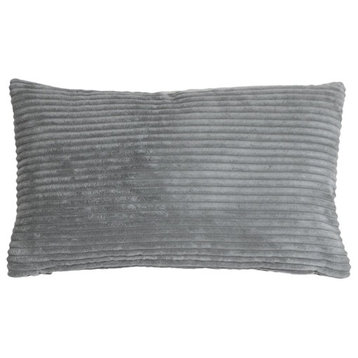 Pillow Decor - Wide Wale Corduroy 12 x 20 Throw Pillows, Dark Gray