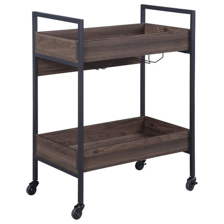 ACME Jerrick Serving Cart, Walnut and Black