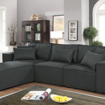 Harvey 104" Sofa with Reversible Chaise in Linen