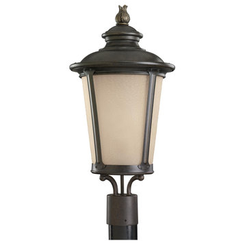 Cape May 1-Light Outdoor Post Lantern, Burled Iron