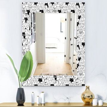 Designart Cats Pattern Modern Frameless Wall Mirror, 28x40