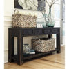 Bowery Hill Wooden Console Table in Black