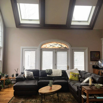 Living room decor follow stained glass window
