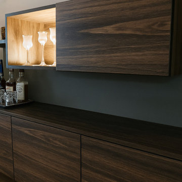 Tailored Living Room Media Unit – Dark Wood Veneer Finish – Waltham Cross EN8