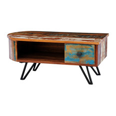 VidaXL Reclaimed Solid Wood Coffee Table With Iron Pin Legs