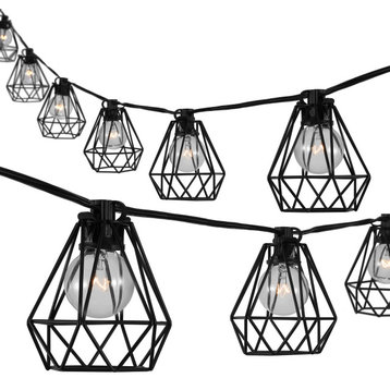 10-Light Indoor/Outdoor 10' Contemporary G40 String Lights, Black