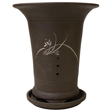 Chinese Ceramic Clay Brown Vase Shape Flower Planter Hws1340