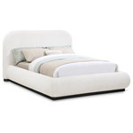 Meridian Furniture - Vaughn Bed, Cream, Full, Boucle Fabric, Black Finish - Transform your bedroom into a cozy and inviting retreat with the Vaughn Full Bed. With its rich cream boucle textured fabric and solid wood base in a black finish, this bed exudes a warm and inviting ambiance that will make you feel right at home. Its soft and plush surface provides a cozy and comfortable retreat, while its sturdy and durable construction ensures that you can enjoy long-lasting comfort. So go ahead, treat yourself to a restful night's sleep in this exquisite bed, and wake up feeling refreshed and rejuvenated.