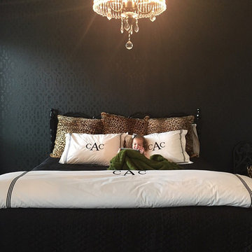 Black Trellis Stenciled Bedroom
