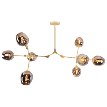 Oaks Aura Contemporary 8-Light Adjustable Sputnik Chandelier, Smoky Gray