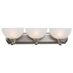 Yosemite Home Decor - Vanity, Satin Nickel Finish, 9.5x24x6 - 3 Light Vanity In Satin Nickel Finish With Ivory Cloud Glass