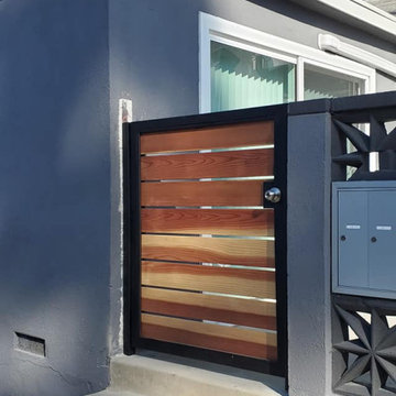 Santa Monica Wooden Fence Installation with 2 Redwood Pedestrian Gates