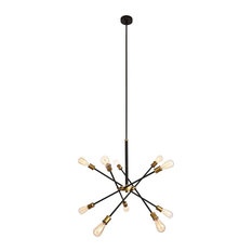 Elegant Living District Axel Collection Chandelier, Black/Brass