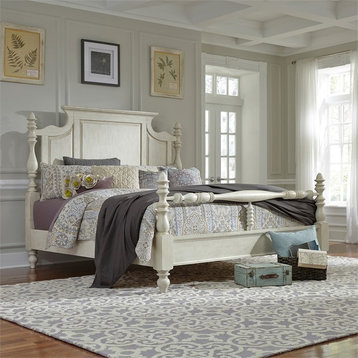 High Country White Queen Poster Bed