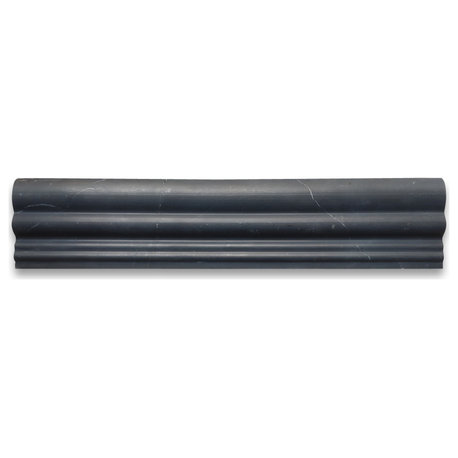 Nero Marquina Black Marble 2-1/2x12 Chair Rail Edge Trim Molding Honed, 1 piece