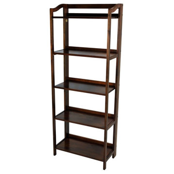 0Stratford 5-Shelf Folding Bookcase-Warm Brown