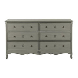 Keys 6-Drawer Dresser in Grey - Dressers