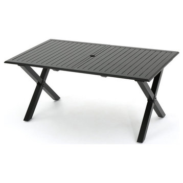 GDF Studio Eowyn Black Cast Aluminum Expandable Outdoor Dining Table