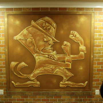 Notre Dame Locker Room Murals hand-painted in a Home Gym in by Tom Taylor