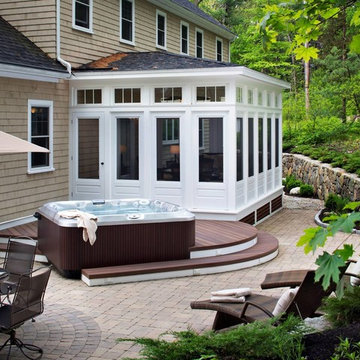 Sunroom with Stone Patio and Composite Deck