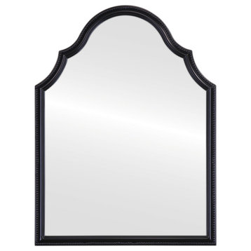 Liffey Framed Vanity Mirror, Peaks Cathedral, 24"x32", Matte Black