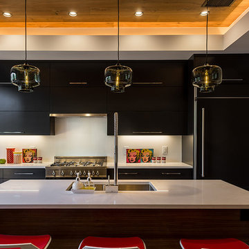Black, White and Wood Kitchen