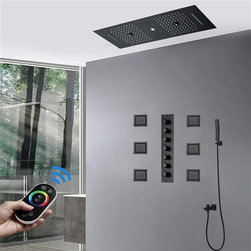 Remote Controlled Led Musical Shower System, Matte Black D - Remote Control Ligh - Showerheads And Body Sprays