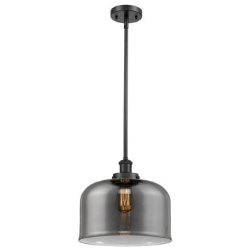 Ballston X-Large Bell 1 Light Pendant, Matte Black, Plated Smoke Glass
